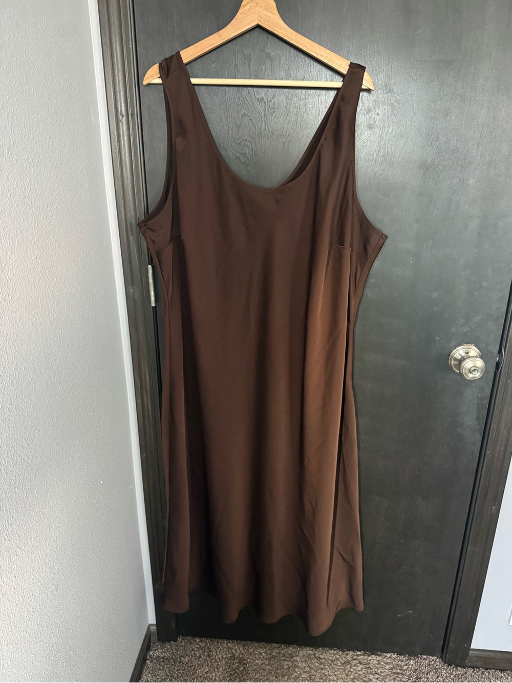 Old Navy Brown Midi Tank Slip Dress in chocolate brown
